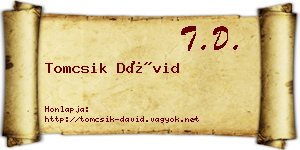 Tomcsik Dávid névjegykártya